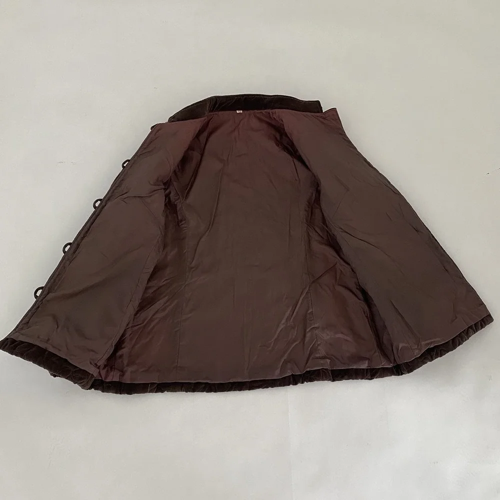 VTG Quilted Womens Quilted Velvet Jacket XL Chocolate Brown Lined Embroidered - Picture 11 of 12